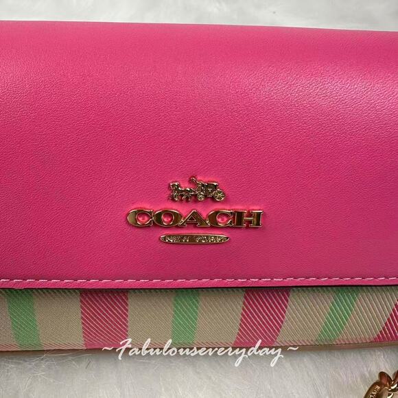 Coach Hailey Flap Shoulder Crossbody Bag With Plaid Print In Pink CBI56 NWT - Picture 7 of 10